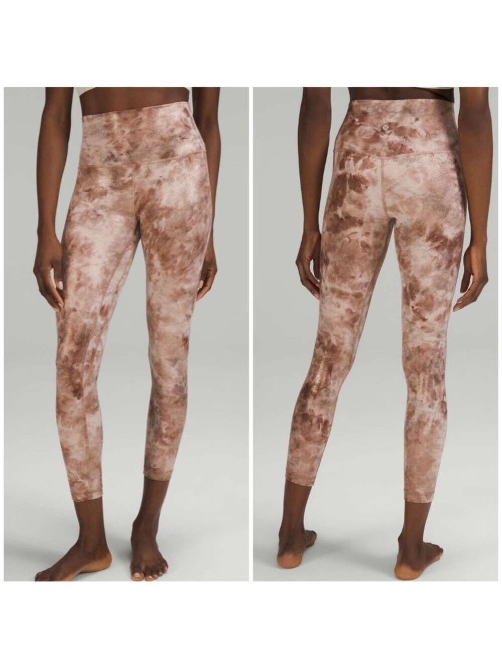 Lululemon Align High Rise Pant 25" Shine Misty Shell Cacao Diffuse Dot Foil